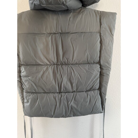 Women's Puffer Vest Jacket with Hoodie Open Side Tie Y2k Xlarge gray puffer vest - Picture 10 of 11